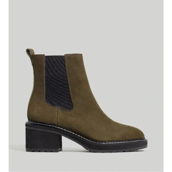 Madewell The Carina Platform Chelsea Leather Boot Cargo Green Women's 8.5 $228 - Picture 2 of 10